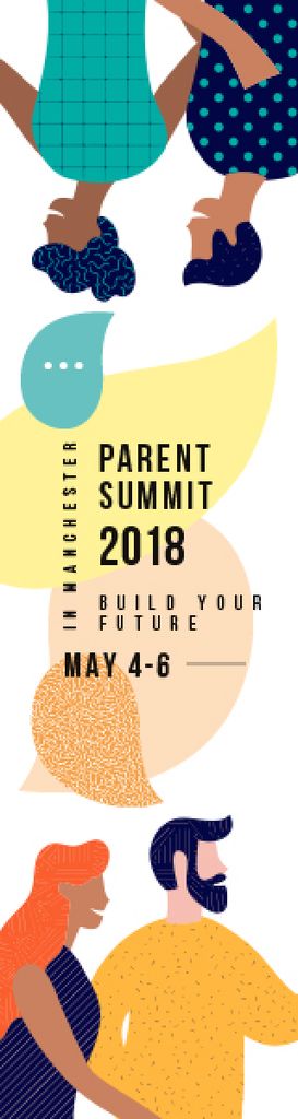 Parent Summit Invitation People with Message Bubbles Skyscraper Design Template