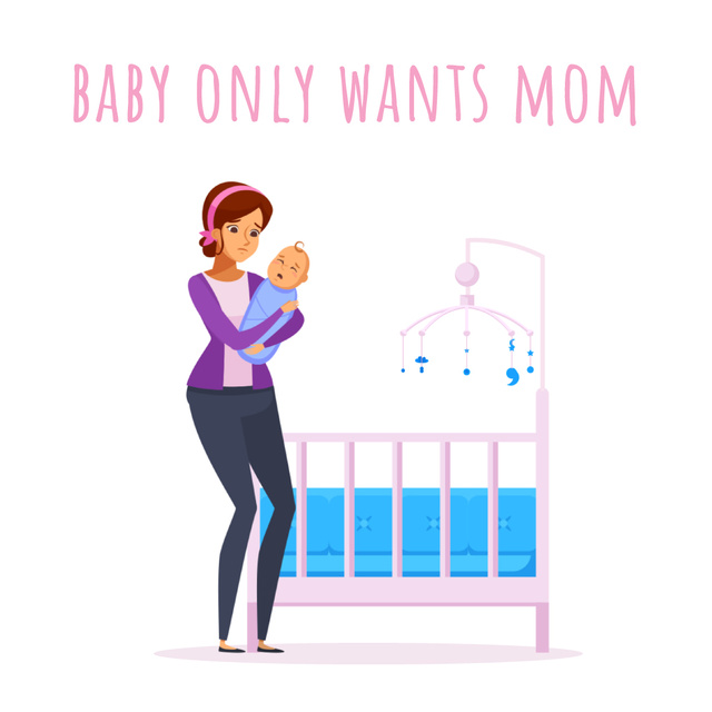 Mother rocking her baby by crib Animated Post Πρότυπο σχεδίασης