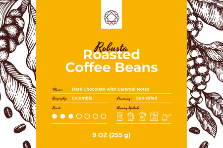 Roasted Beans pattern Label Πρότυπο σχεδίασης