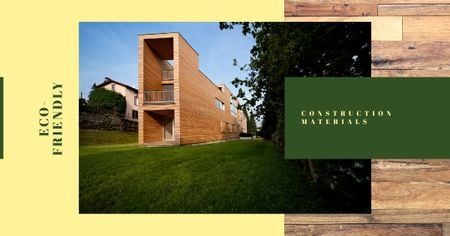 Eco-Friendly Construction Wooden House Facade Facebook AD Tasarım Şablonu