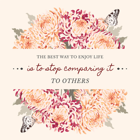 Designvorlage Motivational Quote on Blooming Flowers für Instagram