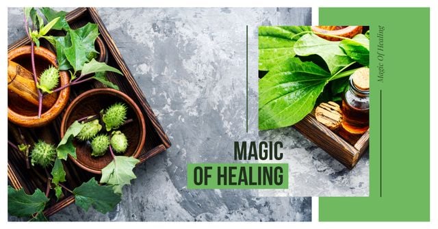 Ontwerpsjabloon van Facebook AD van Medicinal herbs on table