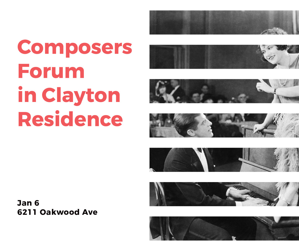 Plantilla de diseño de Composers Forum in Clayton Residence Facebook 