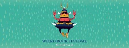Plantilla de diseño de Rock Festival Announcement Flying Bug in Blue Facebook Video cover 