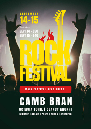 Plantilla de diseño de Rock Festival with Cheerful Crowd Poster 