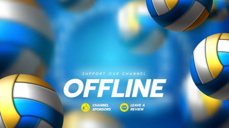 Sports Game Stream with Volleyballs Twitch Offline Banner Šablona návrhu