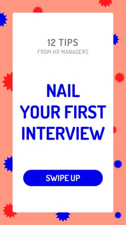 Business Interview tips on bright pattern Instagram Story Design Template