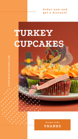 Ontwerpsjabloon van Instagram Story van Thanksgiving feast cupcakes