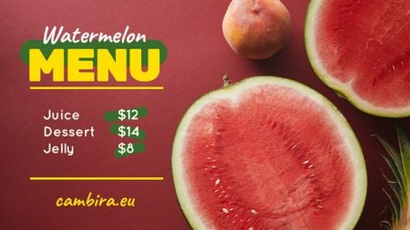 Summer Menu Watermelon and Peach on Red Title Modelo de Design