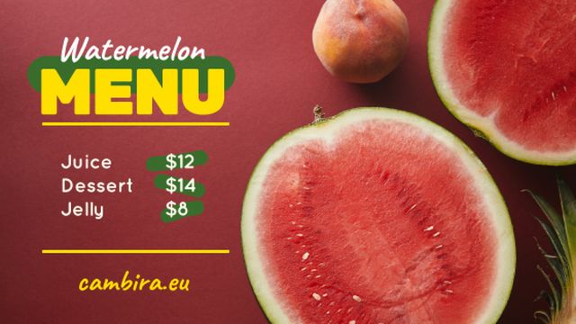 Modèle de visuel Summer Menu Watermelon and Peach on Red - Title