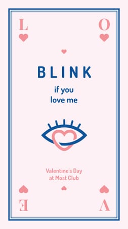 Valentine's invititation with Heart and eye icon Instagram Story Design Template
