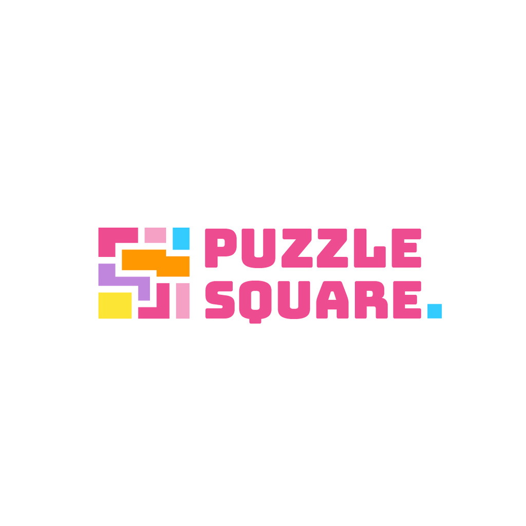 Puzzle Icon in Pink Logo Design Template