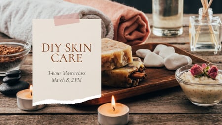 Spa Salon Offer Skincare Products and Soap FB event cover tervezősablon