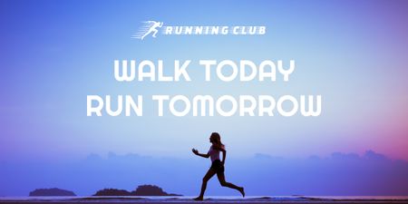 Plantilla de diseño de Motivational Sports Quote Running Woman in Blue Image 