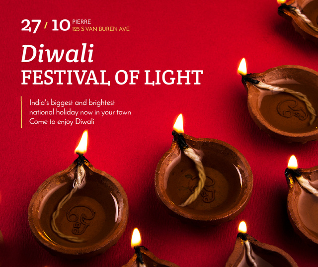 Ontwerpsjabloon van Facebook van Happy Diwali celebration lamps
