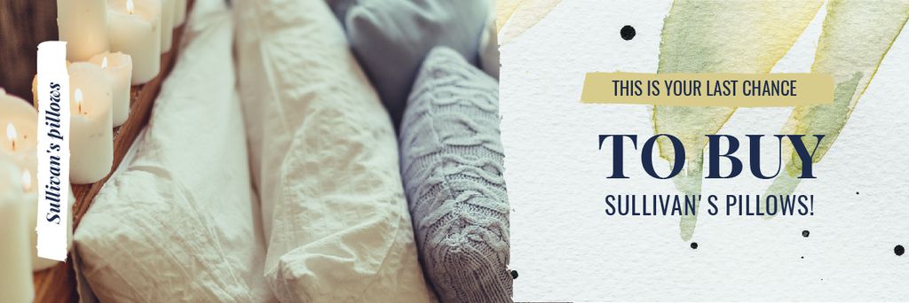 Plantilla de diseño de Textiles Offer with Cozy Bedroom Pillows Email header 
