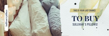 Platilla de diseño Textiles Offer with Cozy Bedroom Pillows Email header