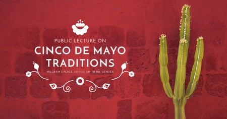 Plantilla de diseño de Conferencia pública sobre las tradiciones del Cinco de Mayo Facebook AD 