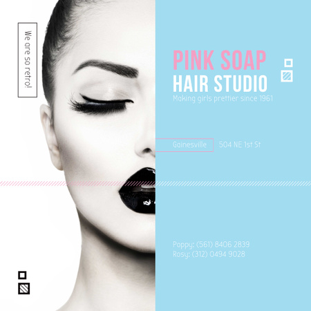 Hair Studio Ad Woman with creative makeup Instagram AD Πρότυπο σχεδίασης