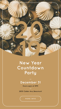 Countdown Party Annoucement with Shiny Christmas decorations Instagram Story Design Template