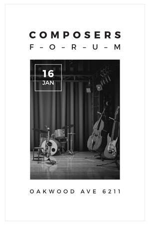 Composers Forum Invitation with Instruments on Stage Pinterest Modelo de Design