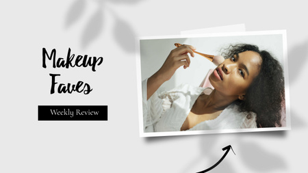 Ontwerpsjabloon van Youtube Thumbnail van Makeup Review Ad Attractive Woman holding Brush