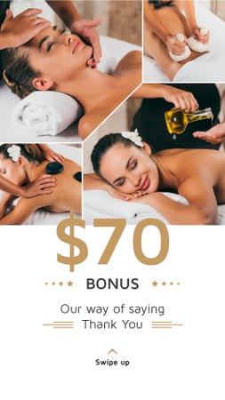 Spa Center Promotion Woman at Massage Instagram Story tervezősablon