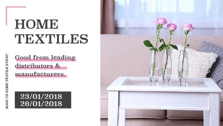 Home textiles event announcement roses in Interior Titleデザインテンプレート