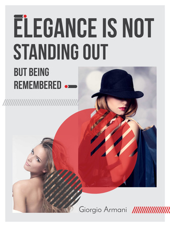 Shopping Quote Stylish Woman in Hat Poster US – шаблон для дизайну