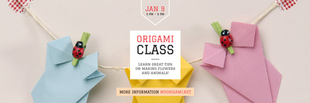 Plantilla de diseño de Origami Classes Invitation Paper Garland Twitter 