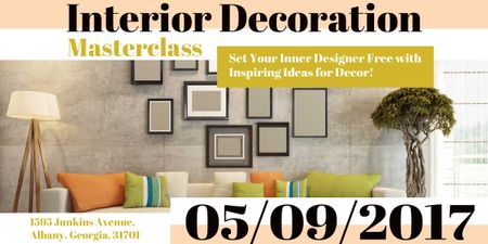 Interior decoration masterclass with Sofa in room Image Design Template
