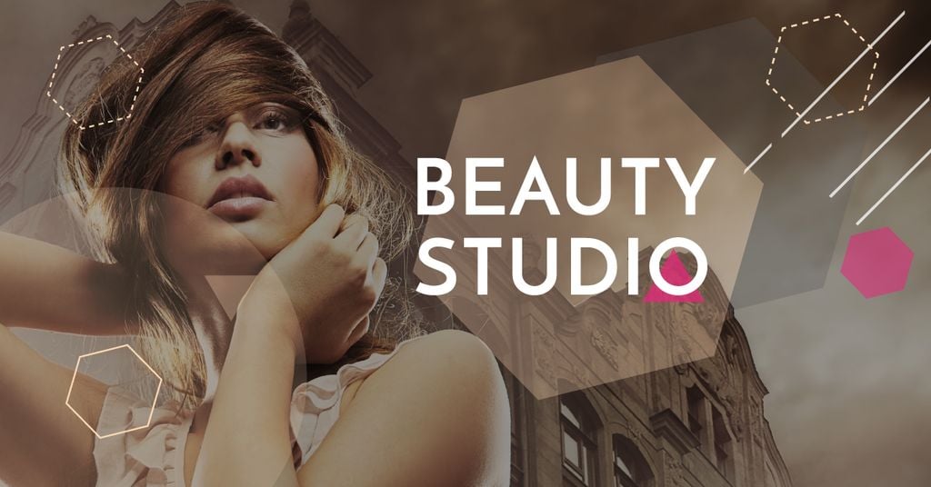 Beauty Studio promotion with Attractive Woman Facebook ADデザインテンプレート