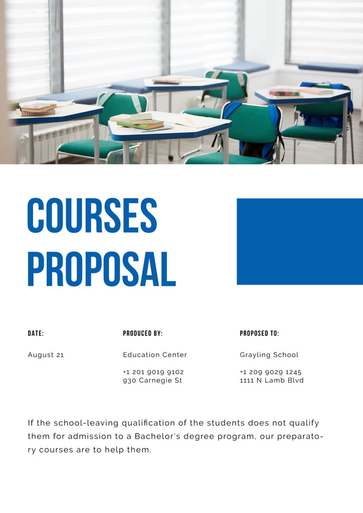 Plantilla de diseño de Education Center offer Proposal 