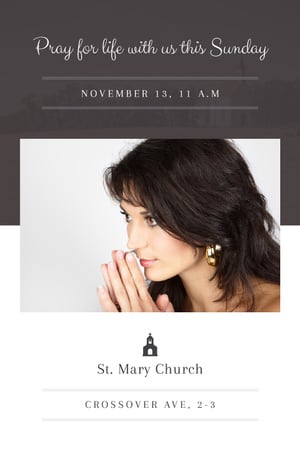 Church invitation with Woman Praying Tumblr Design Template