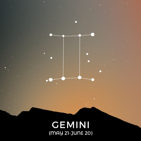 Night Sky with Gemini Constellation Animated Post Design Template