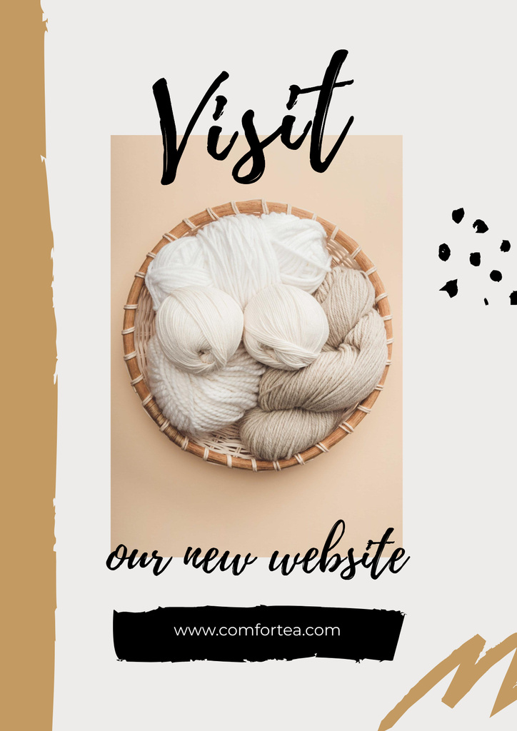 Website Ad with threads in basket Poster – шаблон для дизайну