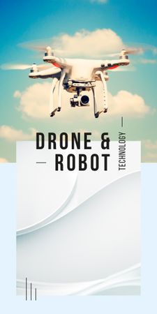 Drone flying in sky Graphic Design Template