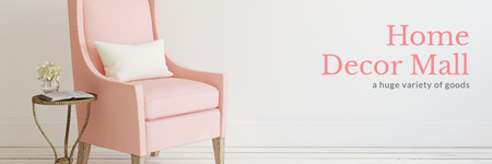 Furniture Shop Ad Pink Cozy Armchair Twitter tervezősablon
