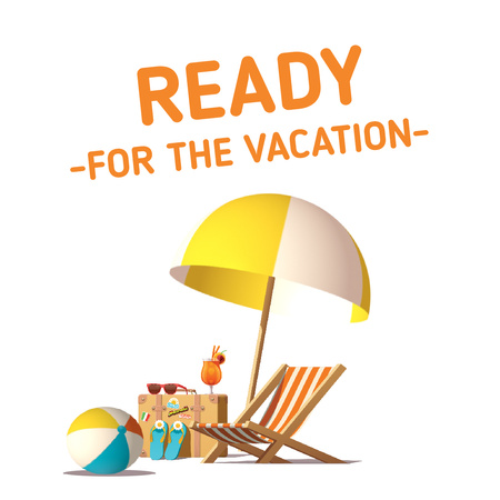 Vacation Offer with Chaise-Lounge and Umbrella Animated Post tervezősablon