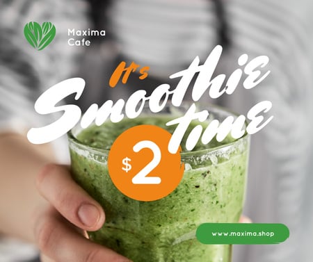 Woman holding Green Smoothie Facebook Design Template