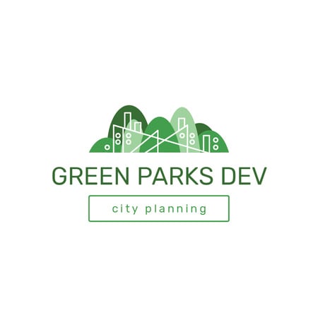 City Park with Trees in Green For City Planning Logo Design Template