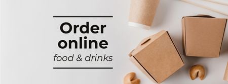 Delivery Services offer with Noodles in box Facebook cover tervezősablon