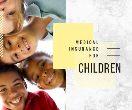 Insurance for Children Happy Kids in Circle Large Rectangle Modelo de Design