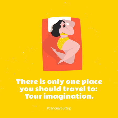 Stay Home concept with Woman Resting in Bed Instagram – шаблон для дизайну