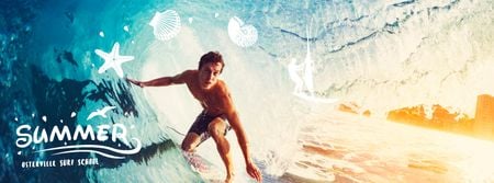Man surfing in barrel wave Facebook Video cover Design Template