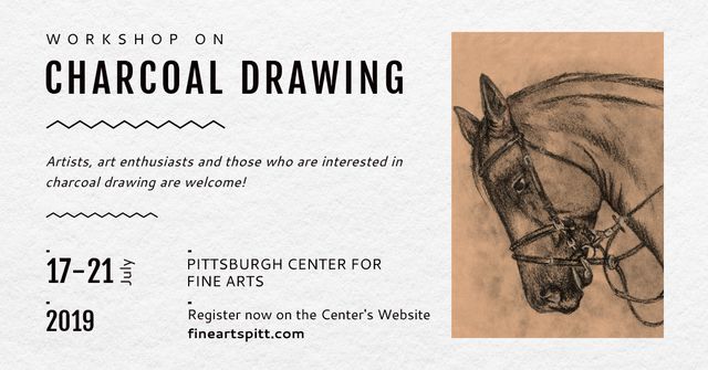 Art Center Ad with Horse Graphic illustration Facebook AD Design Template