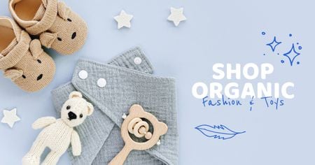 Ontwerpsjabloon van Facebook AD van Organic Fashion and Toys store ad