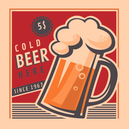 Template di design Cold beer Vintage illustration Instagram