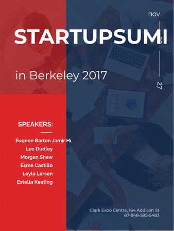 Startup summit invitation with Business Team working in office Poster US – шаблон для дизайну