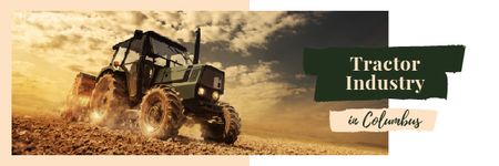 Ontwerpsjabloon van Email header van Agriculture Tractor Working in Field